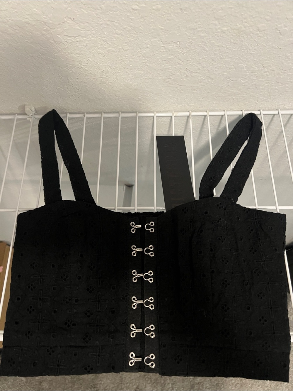 Disturbia Freya Broderie Bralet Cross Eyelet Crop Top - Goth Punk - NWT Size 2